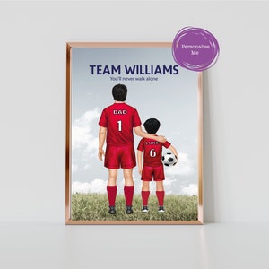 Imprimé Liverpool personnalisé, Champions de football, Père de l’équipe, Équipe familiale, Père et enfant, Fête des pères, Cadeau de football, Cadeau de papa, Cadeau de papa,