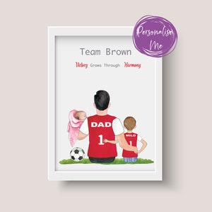 Personalised Arsenal Print, Football Champions, Team dad, Family team, Father & child, Love, football gift, Dad&#39;s gift, Papa&#39;s gift,