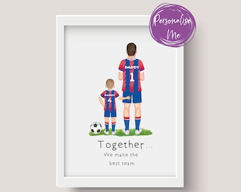 Personligt Crystal Palace-tryck, fotbollsmästare, lagpappa, familjelag, far och barn, kärlek, fotbollspresent, pappas present, pappas present,
