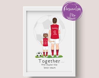 Personalised football Print,Personalised Football Gifts, Gifts for Dad, Team dad, Family team, Father & child, football gift,Dad&#39;s gift,Papa