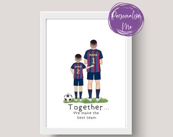 Personligt fotbollstryck, Personliga fotbollspresenter, Presenter till pappa, Lagpappa, Familjelag, Far och barn, fotbollspresent, Pappas present, Pappa