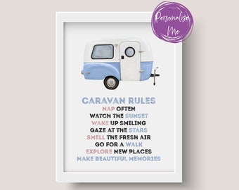 Caravan rules, Caravan gift, Caravan lovers gift, Caravan gift, Happy Campers, Gift for Mothers day, Fathers Day Gift, Caravan rules