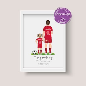 Personalised Liverpool Print, Football Champions, Team dad, Family team, Father & child, Love, football gift, Dad&#39;s gift, Papa&#39;s gift,