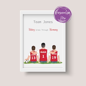 Personalised Arsenal Print, Football Champions, Team dad, Family team, Father & son, Love, football gift, Dad&#39;s gift, Papa&#39;s gift,