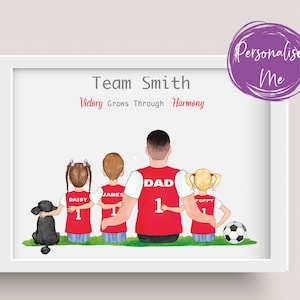 Personalised Arsenal Print, Football Champions, Team dad, Family team, Father & child, Love, football gift, Dad&#39;s gift, Papa&#39;s gift,