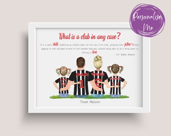 Personalised Newcastle United  Print,  Team dad, Family team, Father & child, Love, football gift, Dad's gift, Papa's gift,