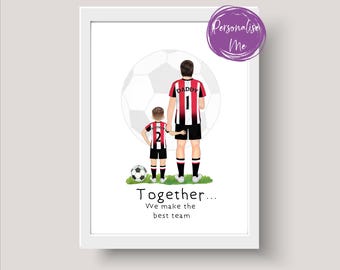 Personligt Brentford FC familjefotbollstryck, familjefotbollstryck, lagpappa, familjelag, far och barn, fotbollspresent, pappas present.