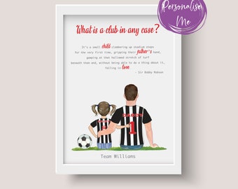 Personalised Newcastle United  Print,  Team dad, Family team, Father & child, Love, football gift, Dad's gift, Papa's gift,