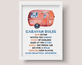 Caravan rules, Caravan gift, Caravan lovers gift, Caravan gift, Happy Campers, Gift for Mothers day, Fathers Day Gift, Caravan rules