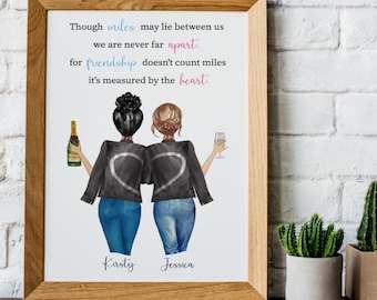 Personalised Print, Friend Gift, Long distance Friend, Thank you Friend, Miss you Friend, Special Friend, Friend moving away