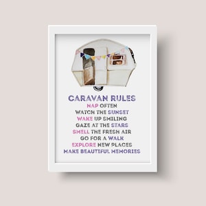 Caravanregels, caravancadeau, cadeau caravanliefhebbers, caravancadeau, Happy Campers, cadeau voor Moederdag, Vaderdagcadeau, caravanregels