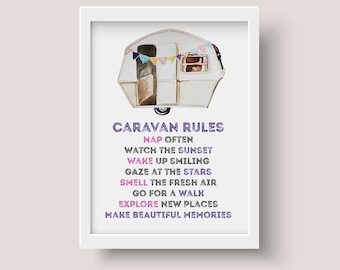 Caravan rules, Caravan gift, Caravan lovers gift, Caravan gift, Happy Campers, Gift for Mothers day, Fathers Day Gift, Caravan rules