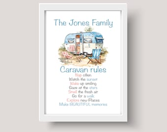 Caravan rules, Caravan gift, Caravan lovers gift, Caravan gift, Happy Campers, Gift for Mothers day, Fathers Day Gift, Caravan rules