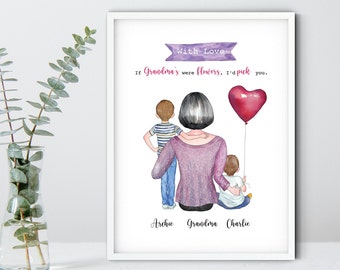 Personalised family print, Grannie gift, Nanna Gift, Grandma gift, Gran gift, Great Aunt