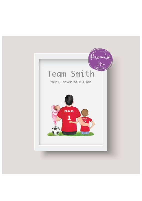 Personalised Liverpool Print, Football Champions, Team dad, Family team, Father & child, Love, football gift, Dad's gift, Papa's gift,