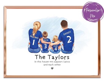 Personligt Oldham Athletic familjefotbollstryck, familjefotbollstryck, lagpappa, familjelag, far och barn, fotbollspresent, pappas present, OAFC