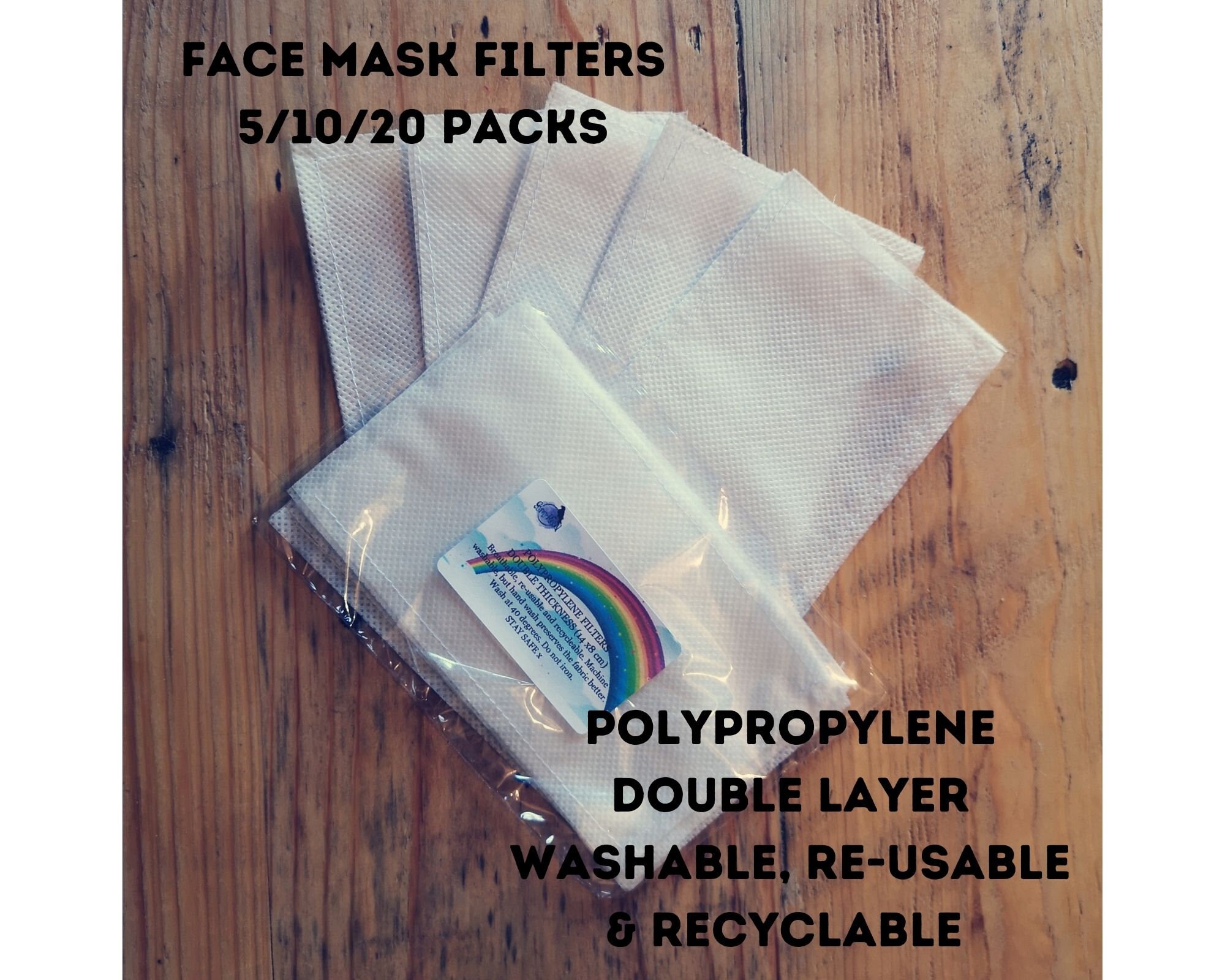 Face Mask Filters, Nose Bars, UK Made, PM2.5 Filter, Washable, Re
