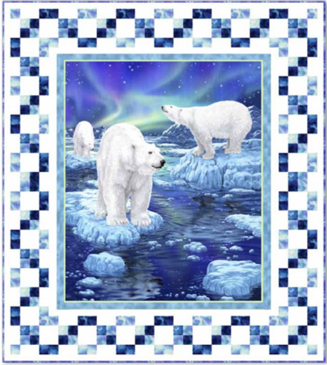 Polar Bear, Northern Lights Panel Stunning - Etsy