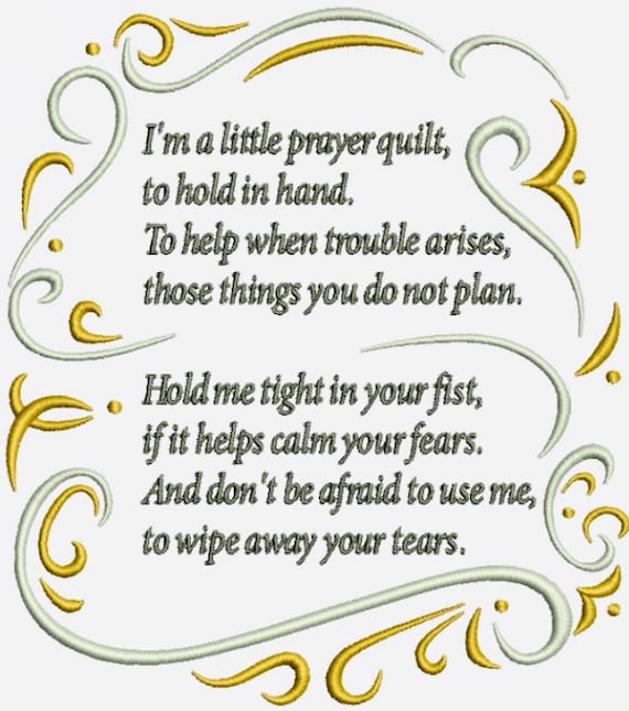 Prayer Poem Embroidered Quilt Block Etsy