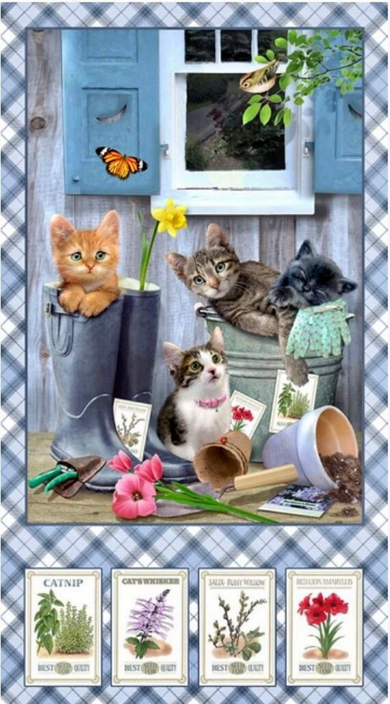 Kittens in the Garden Panel  - Sweet & Gentle