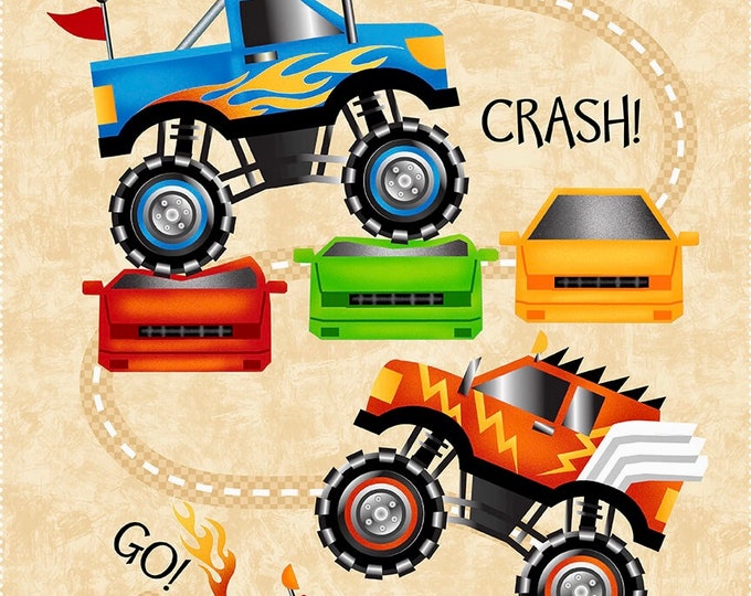 Big Monster Trucks Panel Something for the Little Guy Etsy