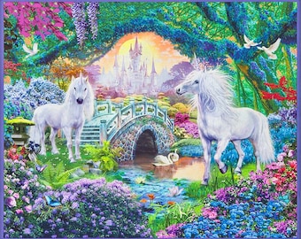 Picture This Sweet Fantastic Unicorn Scenic Panel by Robert Kaufman