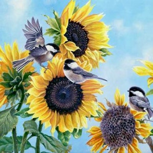 Sunflower / Birds Dinner Time Panel -  Sweet