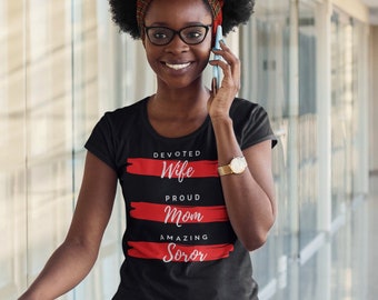 Wife Mom Soror Short Sleeve T-Shirt | Delta Sigma Theta| HBCU | Crimson & Cream