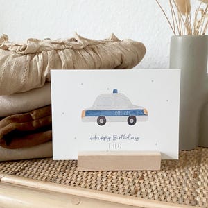 Personalisierte Karte "Polizeiauto" mit Wunschtext und Namen / Geburtstag / Einladung / Danke / Minikarte / Postkarte / Klappkarte