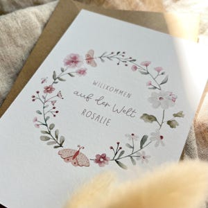 Personalisierte Glückwunschkarte "Wiesenblumen" / mit Wunschtext und Name / Postkarte / Klappkarte / Geburt / Geburtstag/Taufe/Erstkommunion
