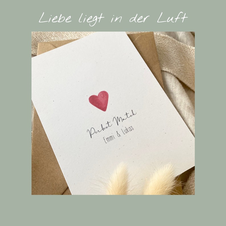 Personalisierte Karte Herz mit Wunschtext und Namen / Hochzeit / Valentinstag / Muttertag / Vatertag Bild 3