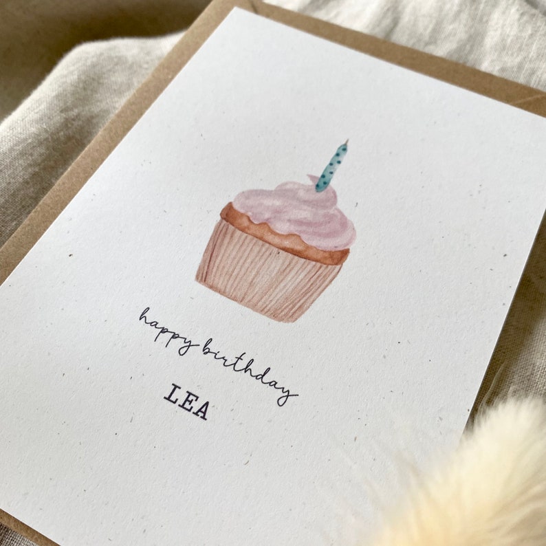 Personalisierte Glückwunschkarte Cupcake mit Wunschtext, Zahl und Namen / Geburtstag Bild 5