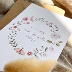 Personalisierte Glückwunschkarte "Wiesenblumen" / mit Wunschtext und Name / Postkarte / Klappkarte / Geburt / Geburtstag/Taufe/Erstkommunion