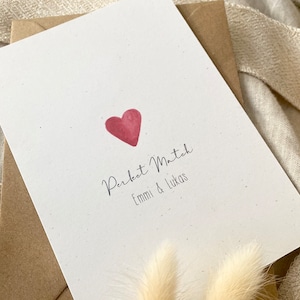 Personalisierte Karte Herz mit Wunschtext und Namen / Hochzeit / Valentinstag / Muttertag / Vatertag Bild 1