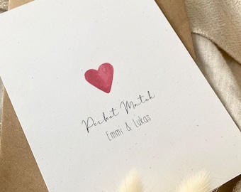 Personalisierte Karte "Herz" mit Wunschtext und Namen / Hochzeit / Valentinstag / Muttertag / Vatertag