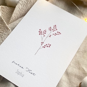 Personalisierte Weihnachtskarte "Ilex" / Weihnachtsgeschenk / Geschenkanhänger / Minikarte / Postkarte / Klappkarte / Sticker