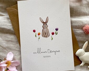 Personalisierte Osterkarte "Osterhase mit Tulpen" / Ostergeschenk / Ostergrüße