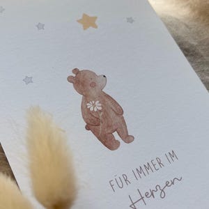Personalisierte Trauerkarte "Bär" für ein Sternenkind / Beileidskarte / Abschiedskarte / Postkarte / Klappkarte
