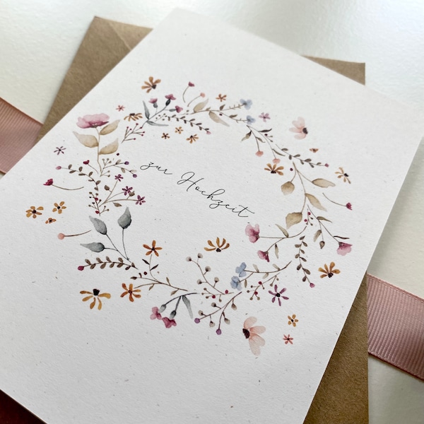 Personalisierte Karte "Wildblüten" mit Wunschtext und Namen / Hochzeit / Hebamme / Geburtstag / Prüfung / Examen / Abi / Geburt