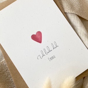 Personalisierte Karte Herz mit Wunschtext und Namen / Hochzeit / Valentinstag / Muttertag / Vatertag Ich liebe dich