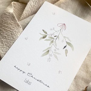 Personalisierte Weihnachtskarte "Mistelzweig" / Weihnachtsgeschenk / Geschenkanhänger / Minikarte / Postkarte / Klappkarte / Sticker