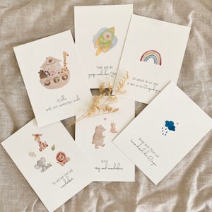 Postcard set "For the little ones" with beautiful watercolor motifs and loving sayings for children / set of 6