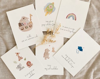 Postkartenset "Für die Kleinen" mit schönen Aquarellmotiven und liebevollen Sprüchen für Kinder / 6er Set