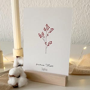 Personalisierte Weihnachtskarte "Ilex" / Wunschtext und Name / Geschenkanhänger / Minikarte / Postkarte / Klappkarte / Sticker