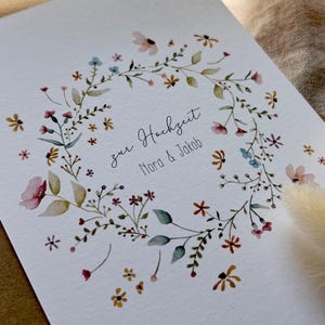 Personalisierte Glückwunschkarte "Wildblüten" / mit Wunschtext und Name / Hochzeit / Geburtstag / Geburt / Kommunion/ Jugendweihe