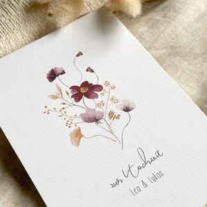 Personalisierte Karte "rote Blumen" mit Wunschtext und Namen / Hochzeit / Muttertag / Vatertag / Geburtstag / Postkarte / Klappkarte