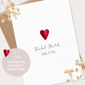 Personalisierte Karte "Herz" mit Namen / Saatpapier / Für Hochzeit, Muttertag, Valentinstag / Geschenkidee / Hochzeitskarte / Brautpaar