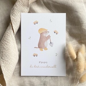 Personalisierte Karte "Baustelle" mit Wunschtext und Namen / Geburtstag / Einladung / Minikarte / Postkarte / Klappkarte