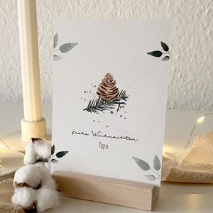 Personalisierte Weihnachtskarte "Tannenzapfen" / Wunschtext und Name / Geschenkanhänger / Minikarte / Postkarte / Klappkarte / Sticker