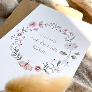 Personalisierte Glückwunschkarte "Wiesenblumen" / mit Wunschtext und Name / Postkarte / Klappkarte / Geburt / Geburtstag/Taufe/Erstkommunion